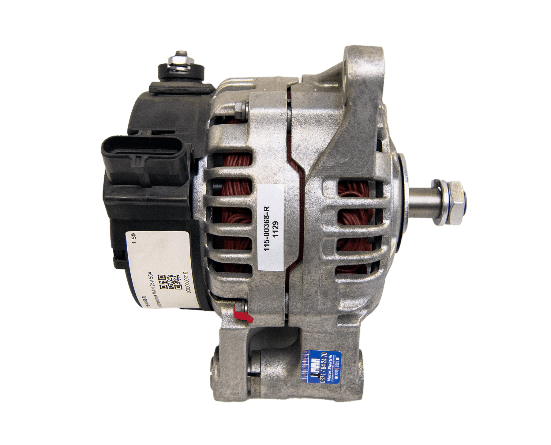 Lichtmaschine MAN 28V 55A Vergleichsnummer: 0123325500; 0123325507; 0986042580; 115-00368-R; 483980; 51261017231; 51261017233; 51261017241; 51261017266; 51261019241; 51261019266; 556503055; 6152SP; 942580; 9942580F; CA1695IR; DRB2580; HCA1695IR; L42580; LRA02512; MG806 MEB-Nr.: 115-00368-R